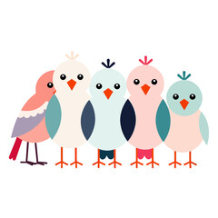 Fototapeta premium Cute Colorful Bird Illustration-Whimsical Bird Art for Kids-Pastel Bird Designs-Playful Bird Characters-Charming Bird Vector Graphics