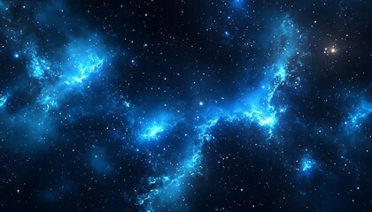 Obraz premium Blue nebula in deep space, abstract background, 3D rendering