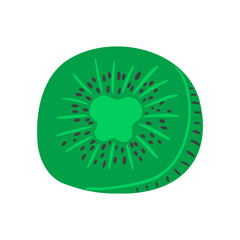 Kiwi fruit slice. Fresh, juicy, exotic fruit design element. Illustration for healthy food, summer vibes, tropical prints, social media, posters. Isolated vector graphic.