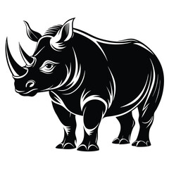 Obraz premium Powerful black and white rhino illustration