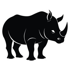 Fototapeta premium Powerful black rhinoceros silhouette vector illustration