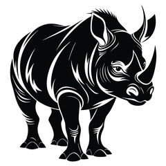 Fototapeta premium Powerful black rhinoceros silhouette wildlife animal