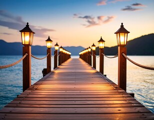 Fototapeta premium Wooden pier at sunset