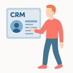 Flat Style Detailed CRM Presentation with Man Character Illustration