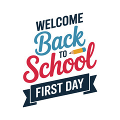 Back-to-school vector template design. Welcome back to school text with ribbon banner and pencil vector illustration.