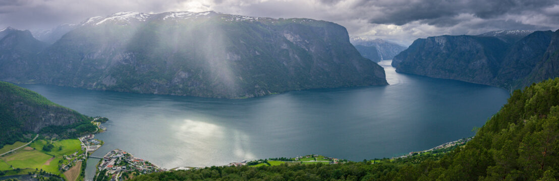 Beautiful views from Stegastein viewpoint near Flam (Norway)
