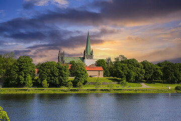 The cathedral Nidarosdomen in Trondheim, Norway