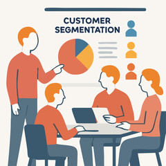 Flat Design Team Meeting About Customer Segmentation Presentation Illustration