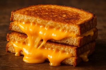 Close-up of fresh delicious toast with melted cheese