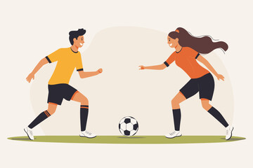 Kids playing soccer in a grassy field