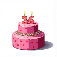 a pink cake with the number 36 on it