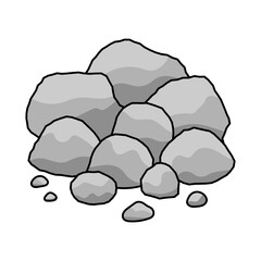 Pile of Gray Stones Vector Illustration. A cartoon style vector illustration of a pile of gray rocks of various shapes and sizes.