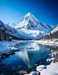 Snowy mountain landscape background
