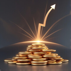 Golden Coins Growth Chart – Financial Success and Investment Concept Generative AI