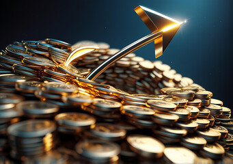 Golden Coins Growth Chart – Financial Success and Investment Concept Generative AI