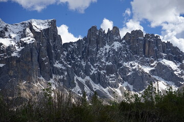 snow covered mountains in summer