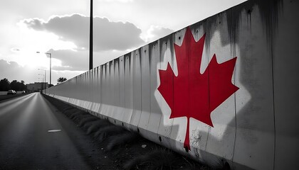 Urban-style mural bursting with national pride
Maple leaf design with vivid spray paint accents
Celebrating Canada Day through striking street art