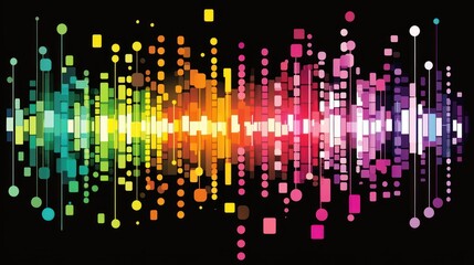 Colorful abstract graphic design with geometric shapes.