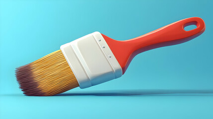 Red And White Paintbrush on Blue Background