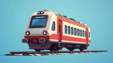 Red and White Pixel Art Train on Tracks