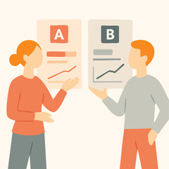 Flat Illustration A B Comparison Analysis Presentation People Business