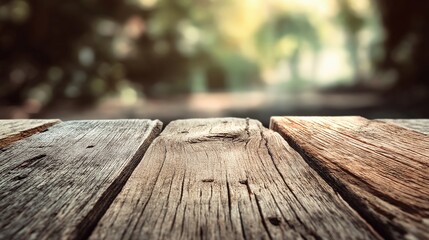 Rustic Wooden Surface with Warm Background Light