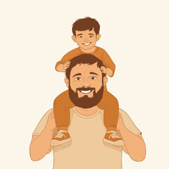 Obraz premium Father and son joyful moment illustration