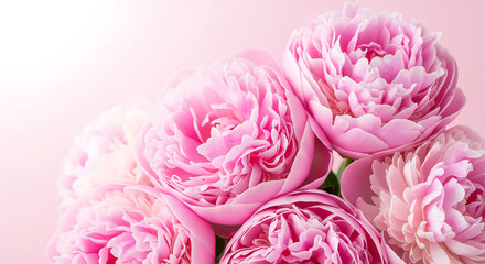 Fototapeta premium Lush pink peonies in full bloom close-up for spring and floral themes