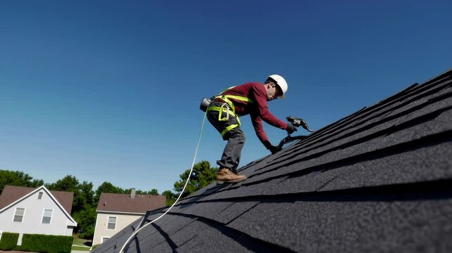 Securing Shingles on Residential Rooftop