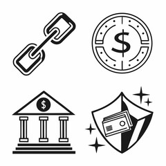 Financial security icons banking money protection links