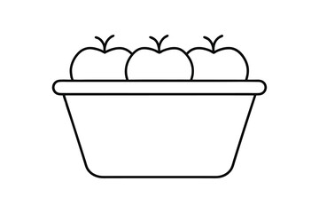 Three apples in a line drawing basket simple illustration