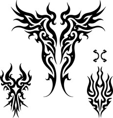 Sacred Lotus Flame Tribal Tattoo Design vector bundle