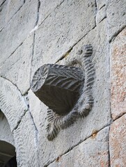 Ancient leaf fossil imprinted on stone ceiling showing intricate details