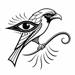 Stylized horus falcon bird eye of ra egyptian mythology art