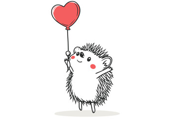 Cute hedgehog holding heart balloon © Edik