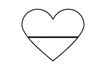 Simple line drawing heart shape divided line graphic design element