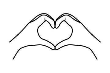 Fototapeta premium Hands forming heart shape line drawing simple love gesture