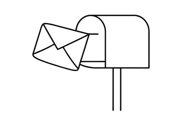 Mailbox line drawing envelope letter post delivery communication