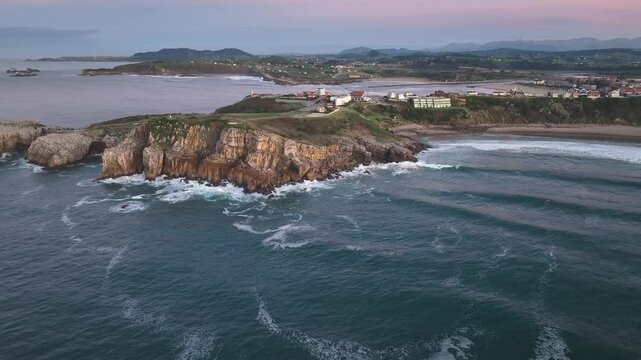Sunset in Suances, Los Locos Beach. Cantabria. Cantabrian Sea