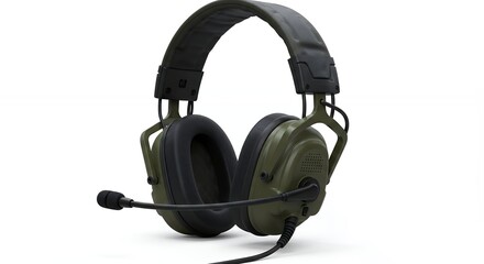 Olive green tactical headphones
