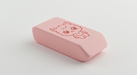 Pink eraser with cartoon cat design