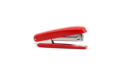 Red stapler isolated on white background