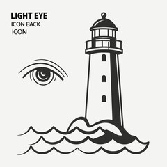 Lighthouse icon with eye graphic design element