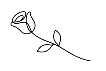 Single line drawing elegant rose flower minimalist design