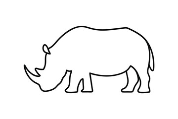 Simple line drawing of a rhino african wildlife animal