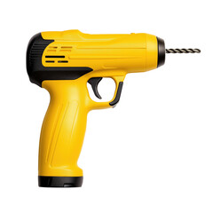 Yellow Cordless Drill on White Background