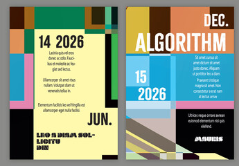 Flyer A4 Abstract Pixilated Bright Rectangles Big Data