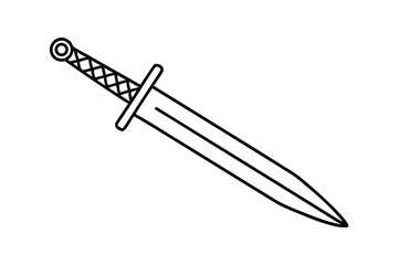 Line drawing of a medieval sword isolated on white