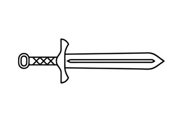 Line drawing of a medieval sword fantasy weapon