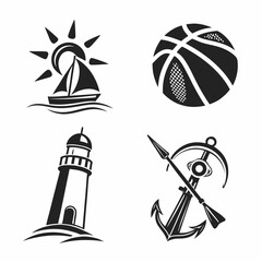Sailboat sun basketball lighthouse anchor spear